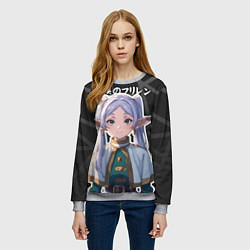 Свитшот женский Фрирен - милые ушки эльфийки, цвет: 3D-меланж — фото 2