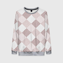 Свитшот женский Геометрический светло коричневый узор квадраты, цвет: 3D-меланж