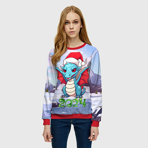 Женский свитшот Символ года дракон 2024 / 3D-Красный – фото 3