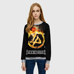 Свитшот женский Linkin Park - fire logo, цвет: 3D-меланж — фото 2