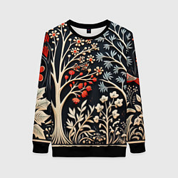 Женский свитшот Новогодние узоры и деревья