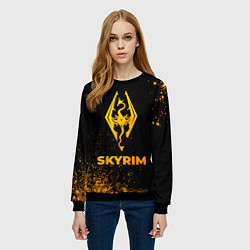 Свитшот женский Skyrim - gold gradient, цвет: 3D-черный — фото 2
