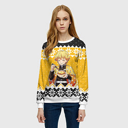 Свитшот женский Зеницу новогодний свитер, цвет: 3D-белый — фото 2