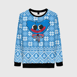 Свитшот женский Huggy Wuggy christmas sweater, цвет: 3D-черный