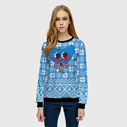 Свитшот женский Huggy Wuggy christmas sweater, цвет: 3D-черный — фото 2