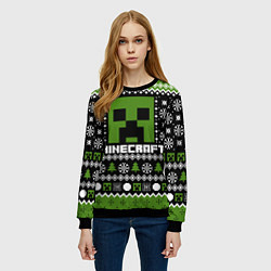 Свитшот женский Minecraft christmas sweater, цвет: 3D-черный — фото 2