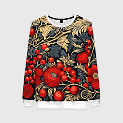 Женский свитшот Новогодние ягодки и узоры
