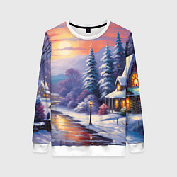 Женский свитшот Заснеженный новогодний лес чудес