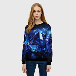 Свитшот женский Синие прозрачные алмазы, цвет: 3D-черный — фото 2