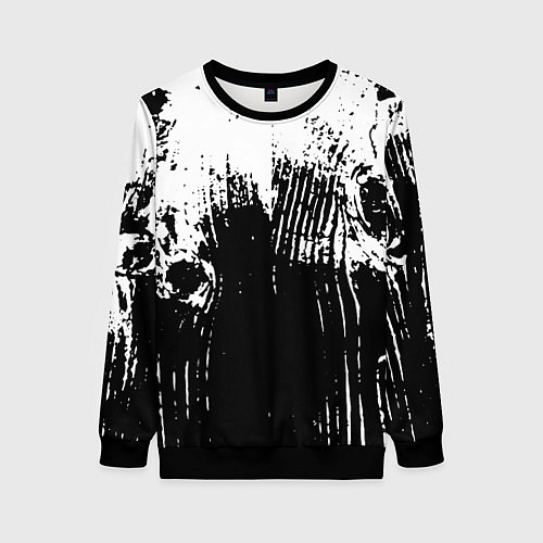 Женский свитшот Черно-белая абстракция гранж / 3D-Черный – фото 1
