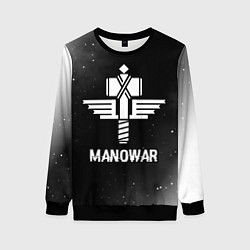 Свитшот женский Manowar glitch на темном фоне, цвет: 3D-черный