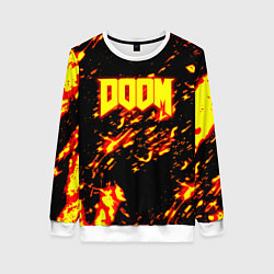 Свитшот женский Doom огненный стиль ад марса, цвет: 3D-белый
