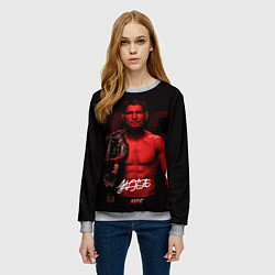 Свитшот женский Хабиб Нурмагомедов с поясом чемпиона, цвет: 3D-меланж — фото 2