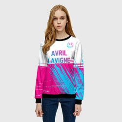 Свитшот женский Avril Lavigne neon gradient style посередине, цвет: 3D-черный — фото 2