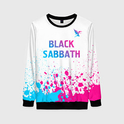 Женский свитшот Black Sabbath neon gradient style посередине