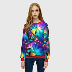 Свитшот женский Розово синий фрактал, цвет: 3D-красный — фото 2