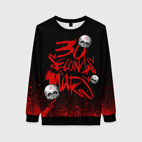 Женский свитшот Thirty seconds to mars skulls / 3D-Черный – фото 1