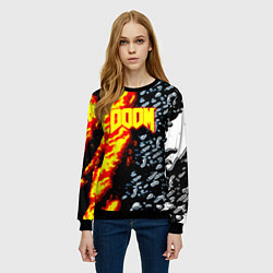 Свитшот женский Doom огненное лого, цвет: 3D-черный — фото 2