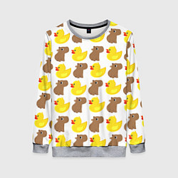 Свитшот женский Капибара с желтой уткой, цвет: 3D-меланж