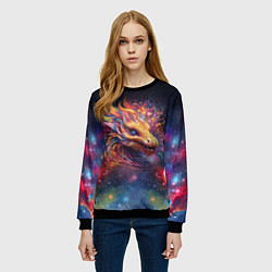 Свитшот женский Космический дракон - символ года, цвет: 3D-черный — фото 2
