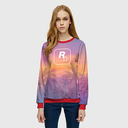 Женский свитшот GTA 6 - first art / 3D-Красный – фото 3