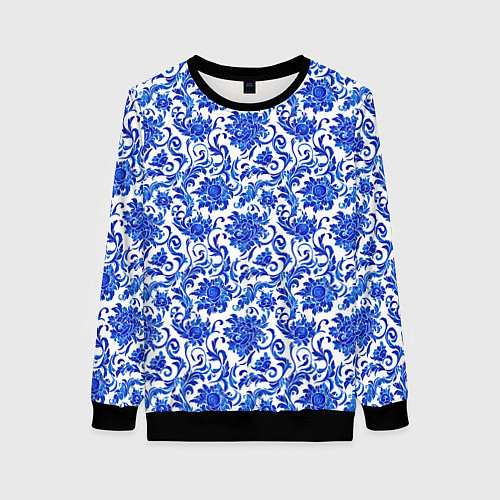 Женский свитшот Гжель классика / 3D-Черный – фото 1