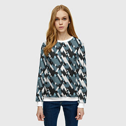 Свитшот женский Треугольники military, цвет: 3D-белый — фото 2