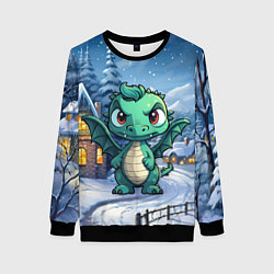 Свитшот женский Зеленый маленький дракон, цвет: 3D-черный