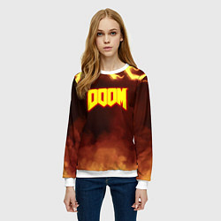 Свитшот женский Doom storm огненное лого, цвет: 3D-белый — фото 2