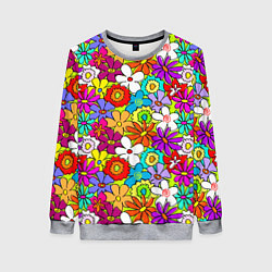 Свитшот женский Floral multicolour, цвет: 3D-меланж