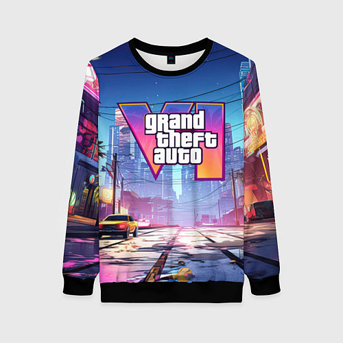 Женский свитшот GTA 6 неоновый город / 3D-Черный – фото 1