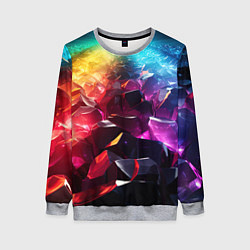 Свитшот женский Радужные блестящие камни, цвет: 3D-меланж