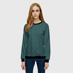 Свитшот женский Зелёный геометричные линии, цвет: 3D-черный — фото 2