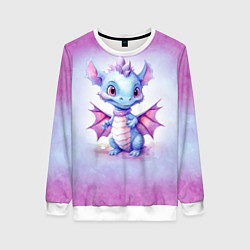Свитшот женский Дракончик нарисованный акварелью, цвет: 3D-белый