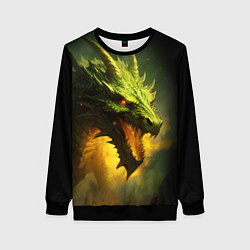 Свитшот женский Злой зеленый дракон 2024, цвет: 3D-черный