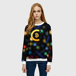 Свитшот женский Bitcoin logo criptomoney, цвет: 3D-белый — фото 2
