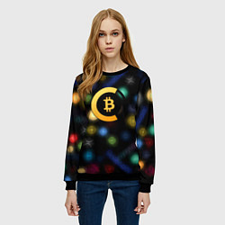 Свитшот женский Bitcoin logo criptomoney, цвет: 3D-черный — фото 2