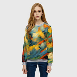 Свитшот женский Жёлтые и синие мазки, цвет: 3D-меланж — фото 2