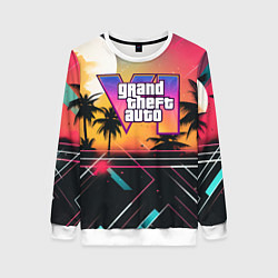 Свитшот женский GTA 6 night logo, цвет: 3D-белый
