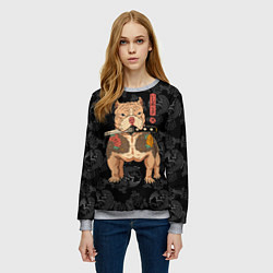 Свитшот женский Питбуль якудза, цвет: 3D-меланж — фото 2