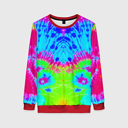 Свитшот женский Tie-Dye abstraction, цвет: 3D-красный