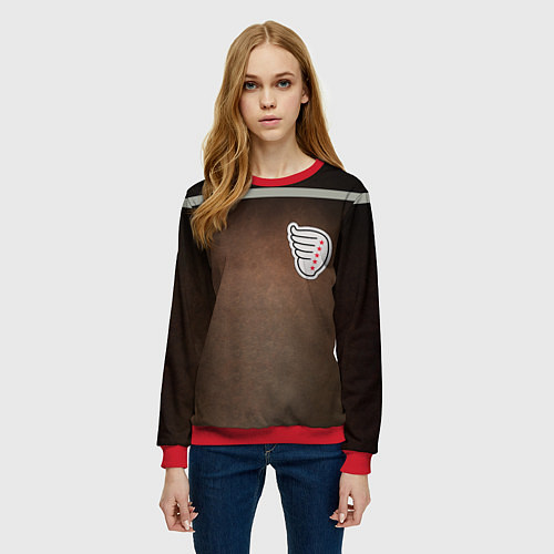 Женский свитшот Куртка Турбо из Слово пацана с кленовым листом / 3D-Красный – фото 3