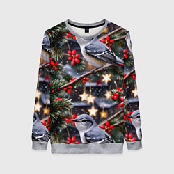 Женский свитшот Рождественская птица пересмешник