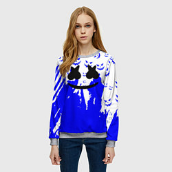 Свитшот женский Marshmello dj blue pattern music band, цвет: 3D-меланж — фото 2