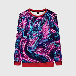 Свитшот женский Neon Japanese dragon - irezumi, цвет: 3D-красный