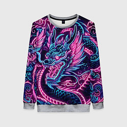 Свитшот женский Neon Japanese dragon - irezumi, цвет: 3D-меланж