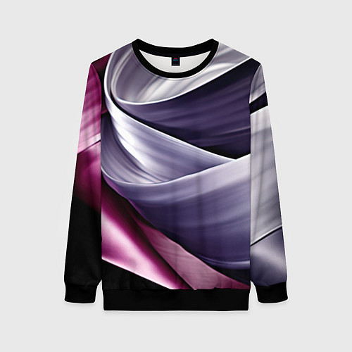 Женский свитшот Абстрактные волнистые полосы / 3D-Черный – фото 1