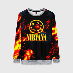 Свитшот женский Nirvana rock огненное лого лава, цвет: 3D-меланж