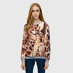 Свитшот женский Жирафы - африканский паттерн, цвет: 3D-меланж — фото 2