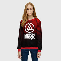 Свитшот женский Linkin park strom честер, цвет: 3D-красный — фото 2